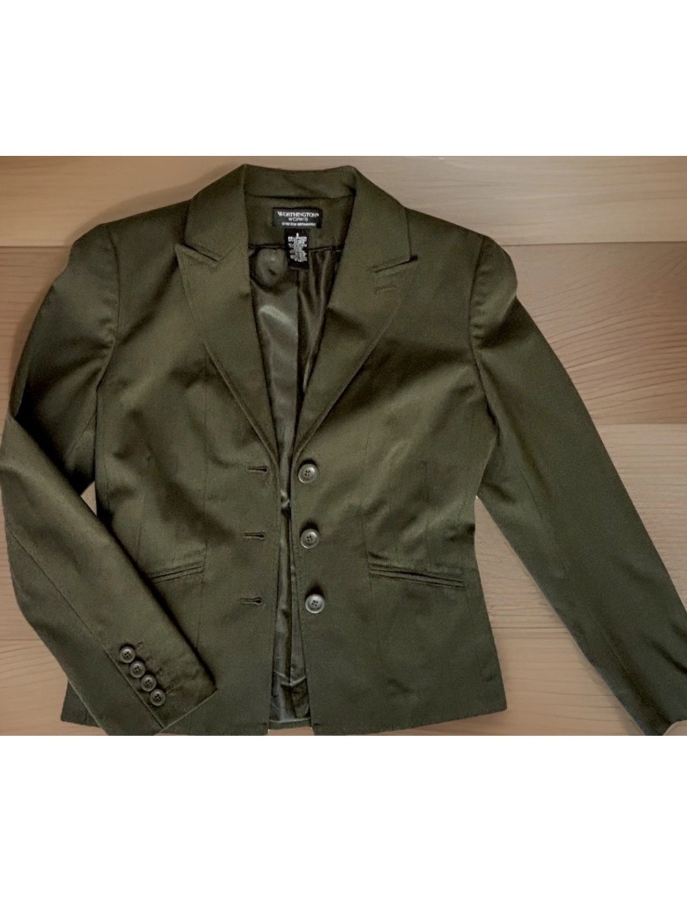 Women’s Worthington Works Olive Green Blazer Career Office Dressy Casual 6